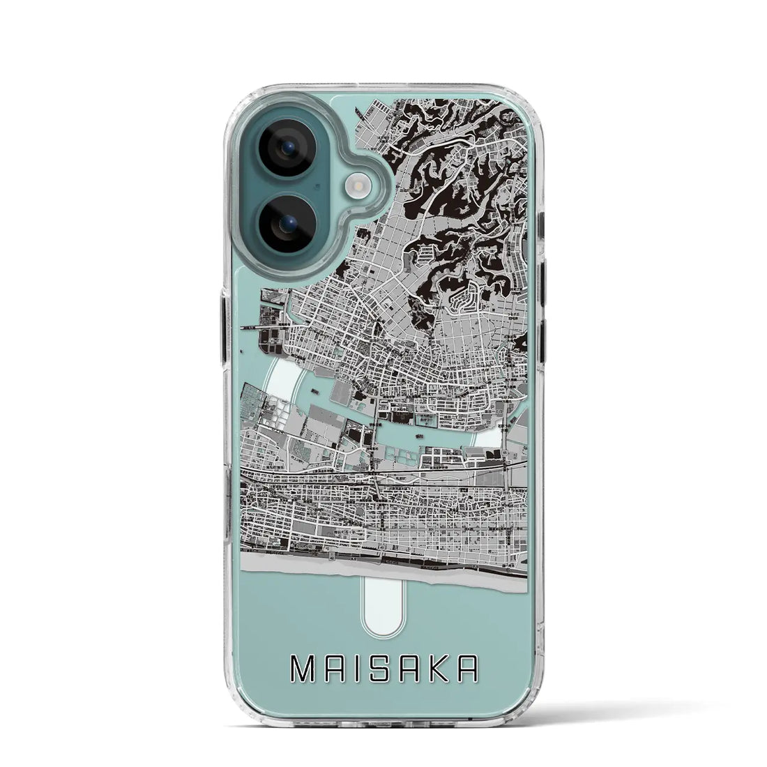 【舞阪(静岡県)】地図柄iPhoneケース(MagSafeタイプ)モノトーン・iPhone 16 Pro 用