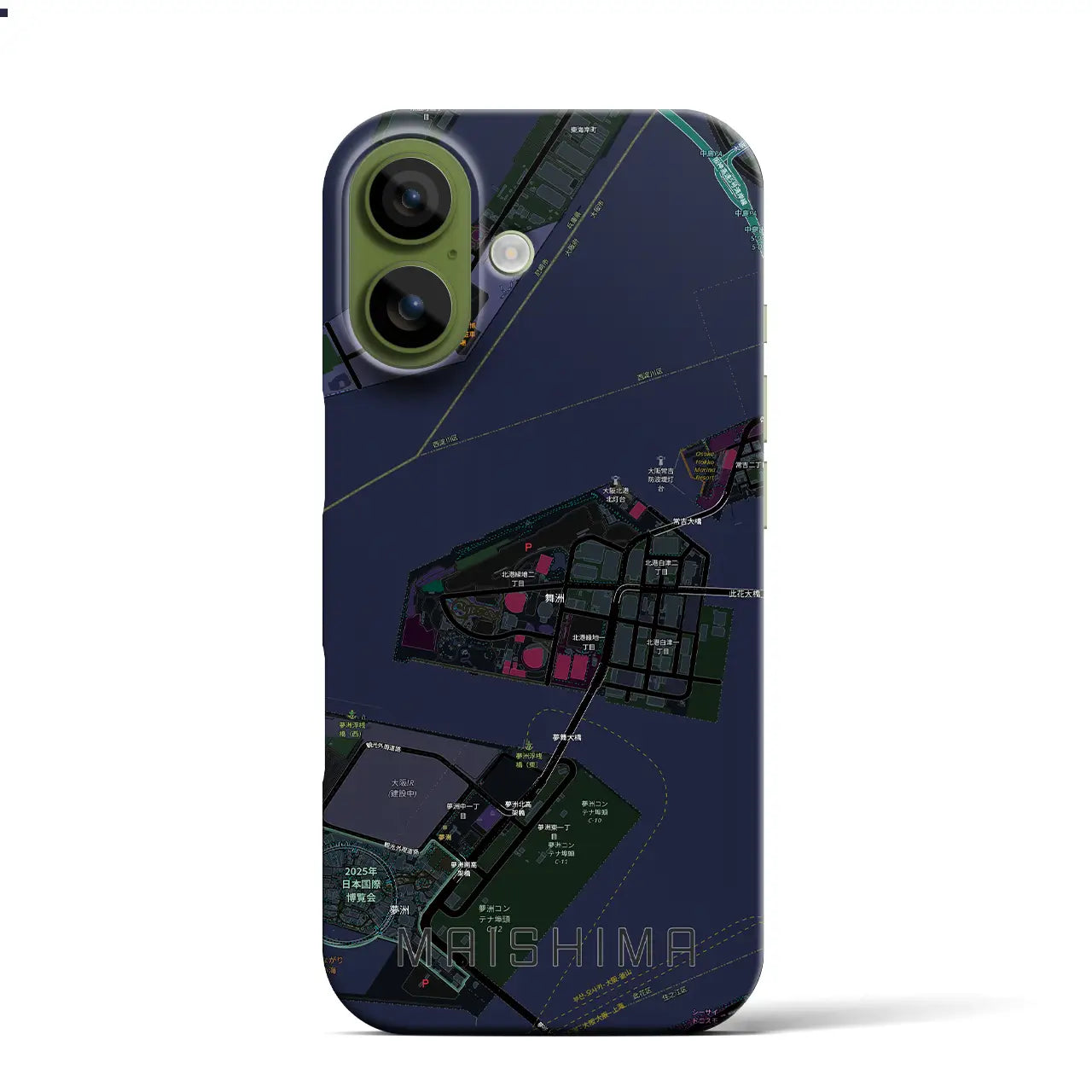 【舞洲（大阪府）】地図柄iPhoneケース（バックカバータイプ）