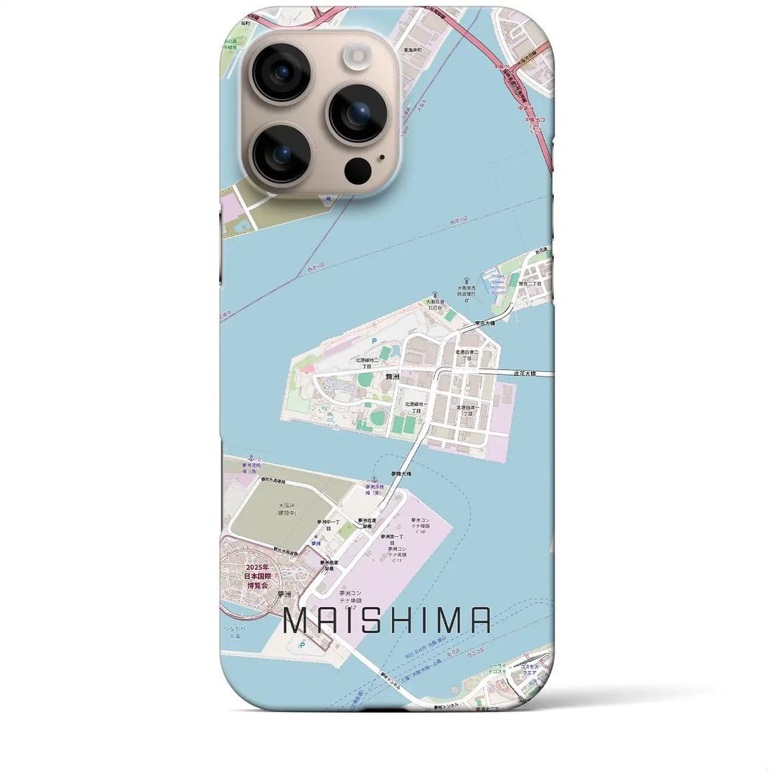 【舞洲（大阪府）】地図柄iPhoneケース（バックカバータイプ）