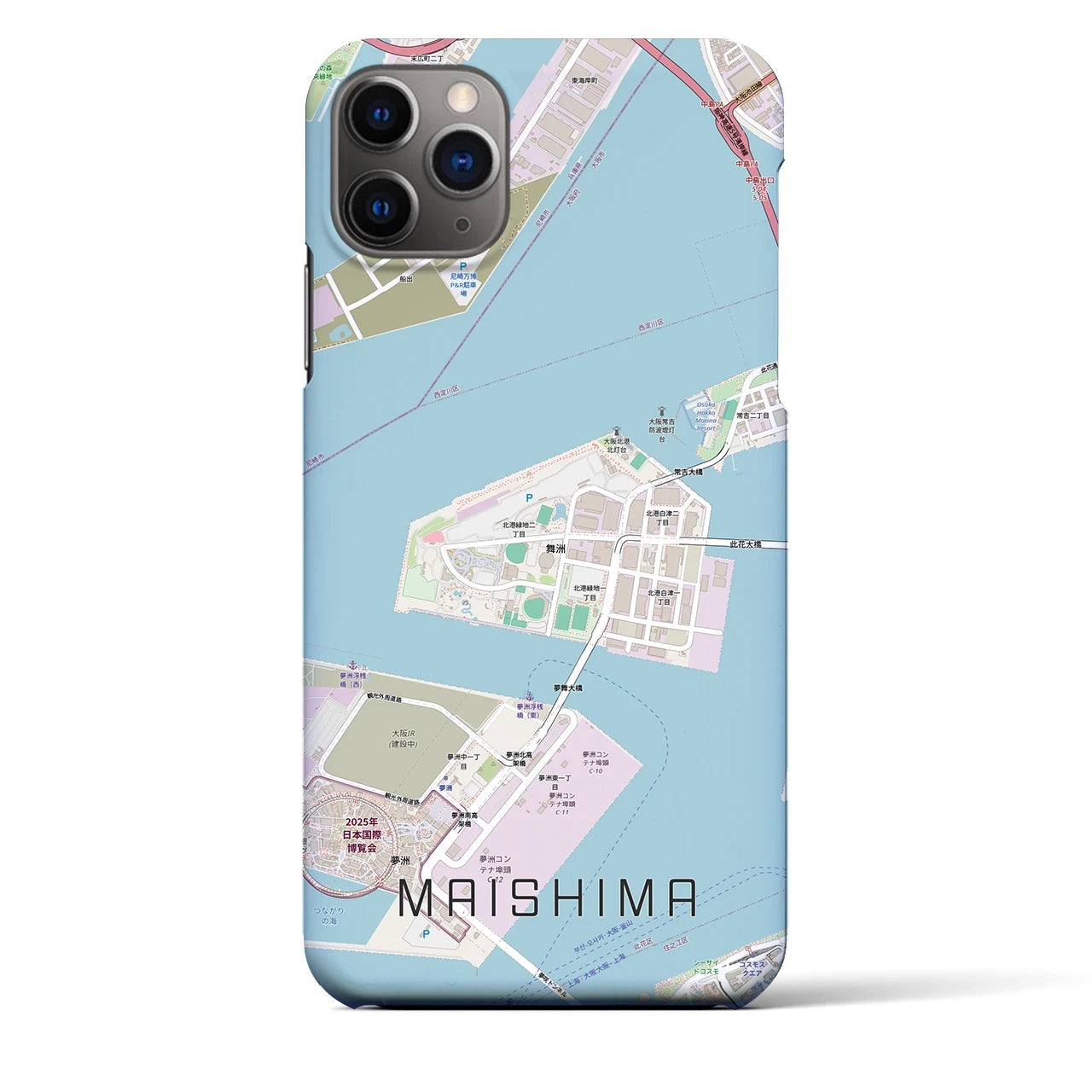 【舞洲（大阪府）】地図柄iPhoneケース（バックカバータイプ）