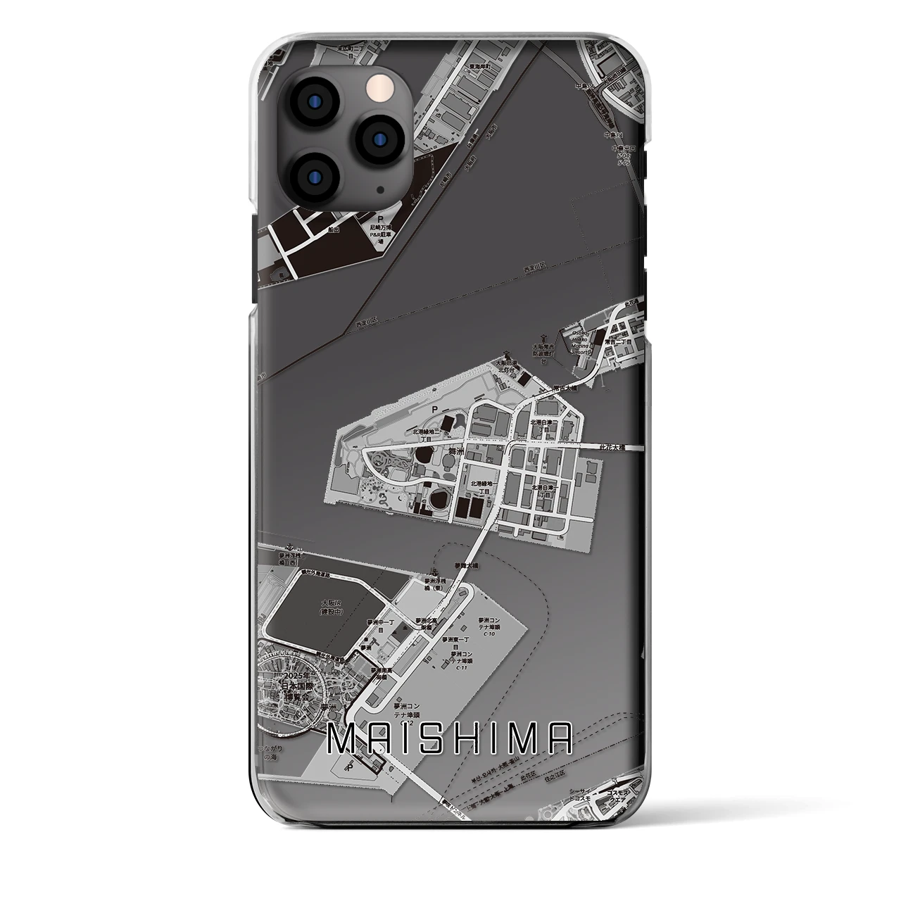 【舞洲（大阪府）】地図柄iPhoneケース（クリアタイプ）