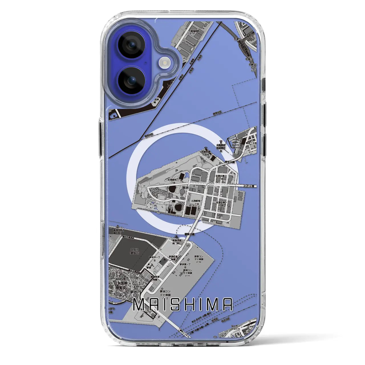 【舞洲（大阪府）】地図柄iPhoneケース（MagSafeタイプ）