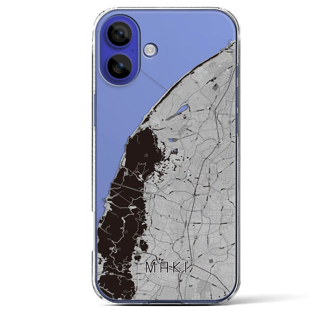 【巻（新潟県）】地図柄iPhoneケース（クリアタイプ）モノトーン・iPhone 16 Pro Max 用