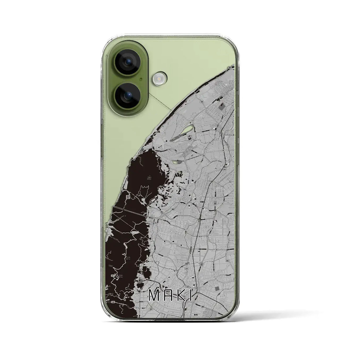 【巻（新潟県）】地図柄iPhoneケース（クリアタイプ）モノトーン・iPhone 17 Pro Max 用