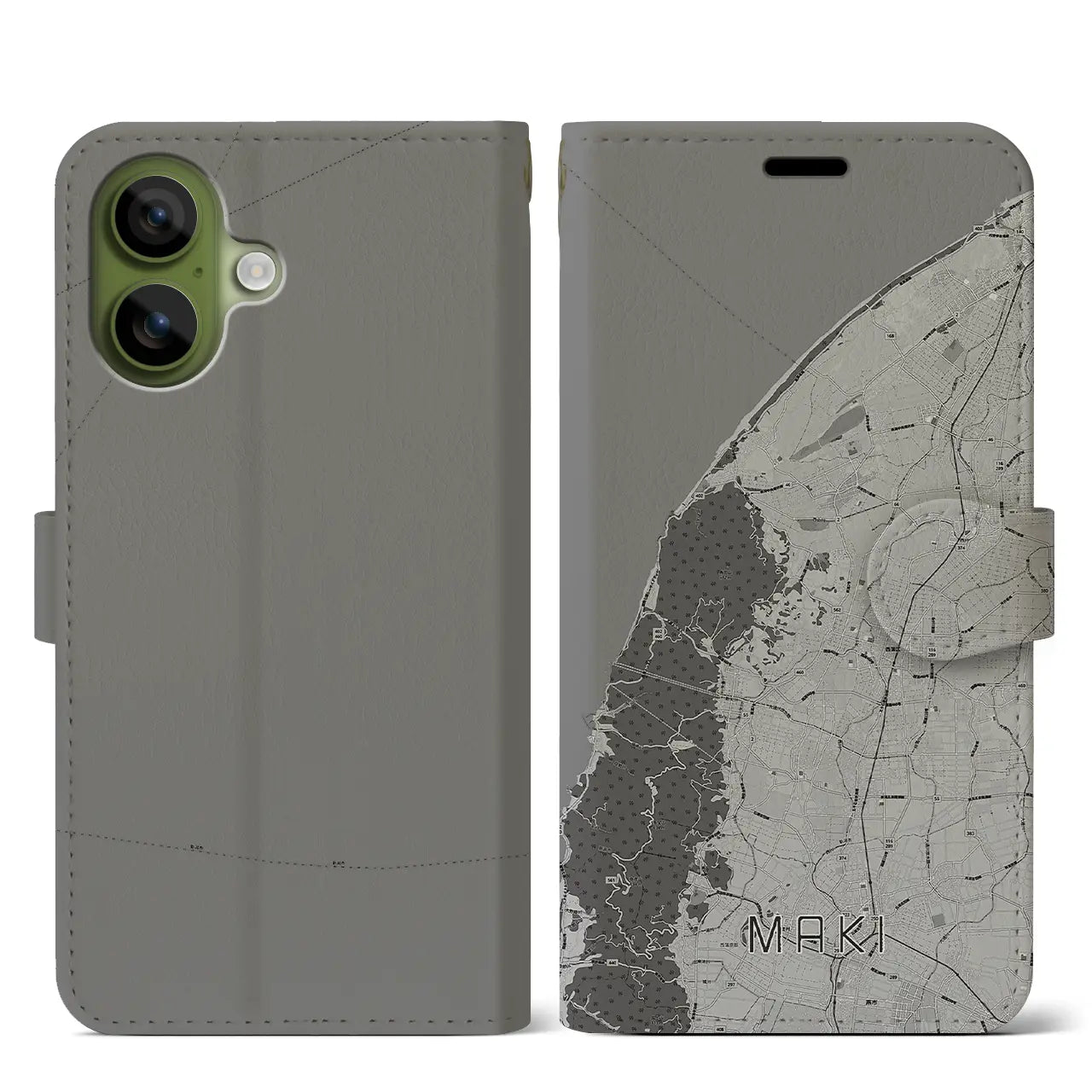 【巻（新潟県）】地図柄iPhoneケース（手帳タイプ）