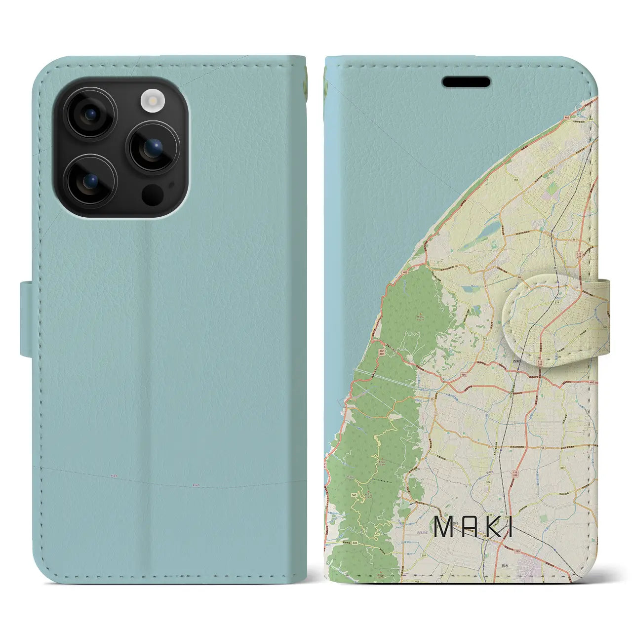 【巻（新潟県）】地図柄iPhoneケース（手帳タイプ）ナチュラル・iPhone 16 用