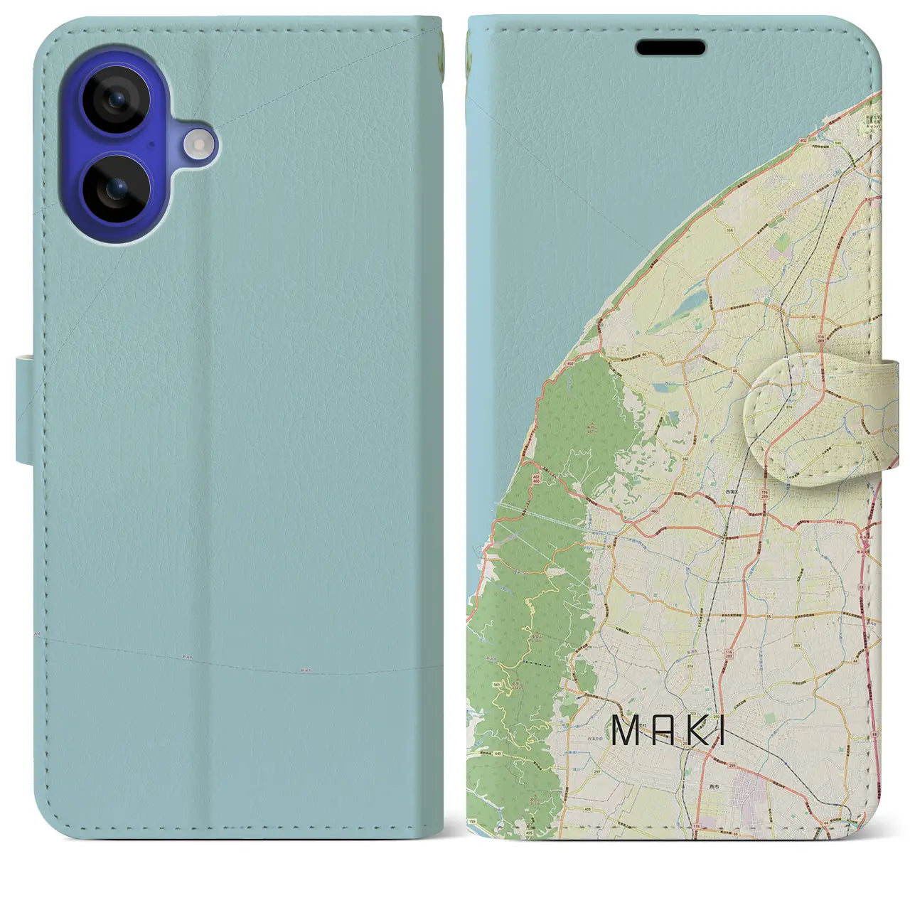 【巻（新潟県）】地図柄iPhoneケース（手帳タイプ）ナチュラル・iPhone 16 Pro Max 用