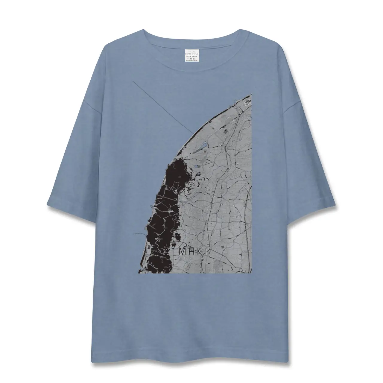 【巻（新潟県）】地図柄ビッグシルエットTシャツ