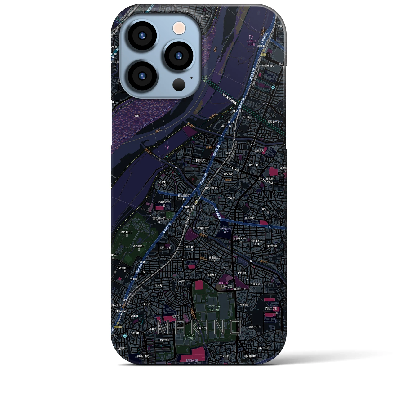 【牧野（大阪府）】地図柄iPhoneケース（バックカバータイプ）