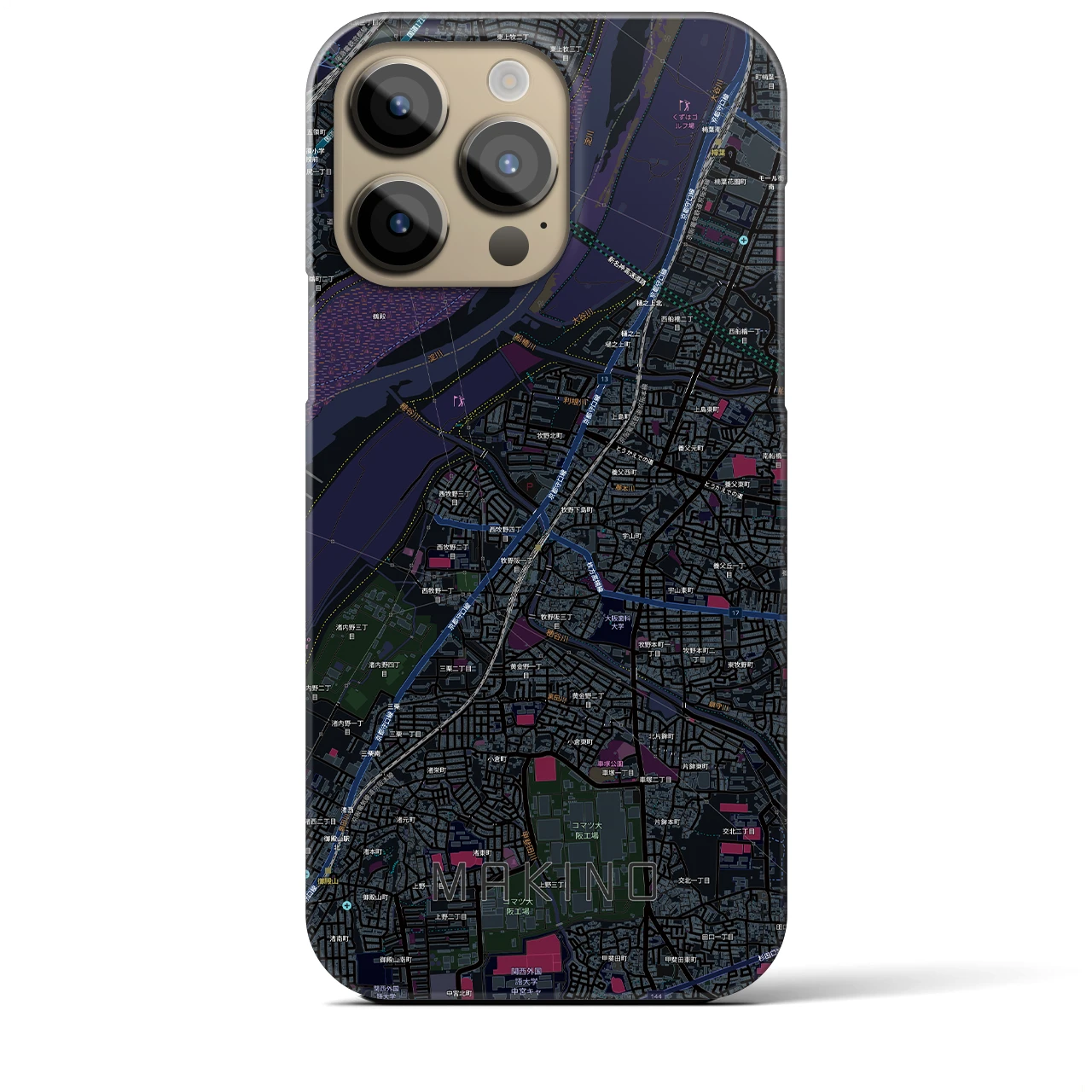 【牧野（大阪府）】地図柄iPhoneケース（バックカバータイプ）