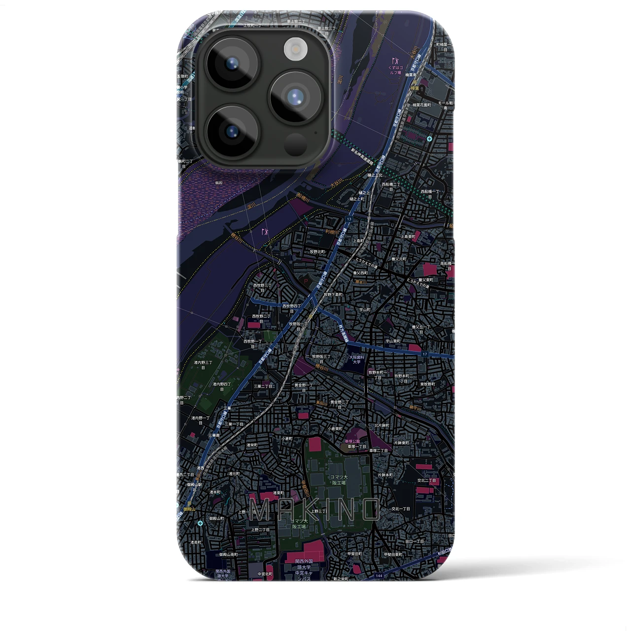 【牧野（大阪府）】地図柄iPhoneケース（バックカバータイプ）