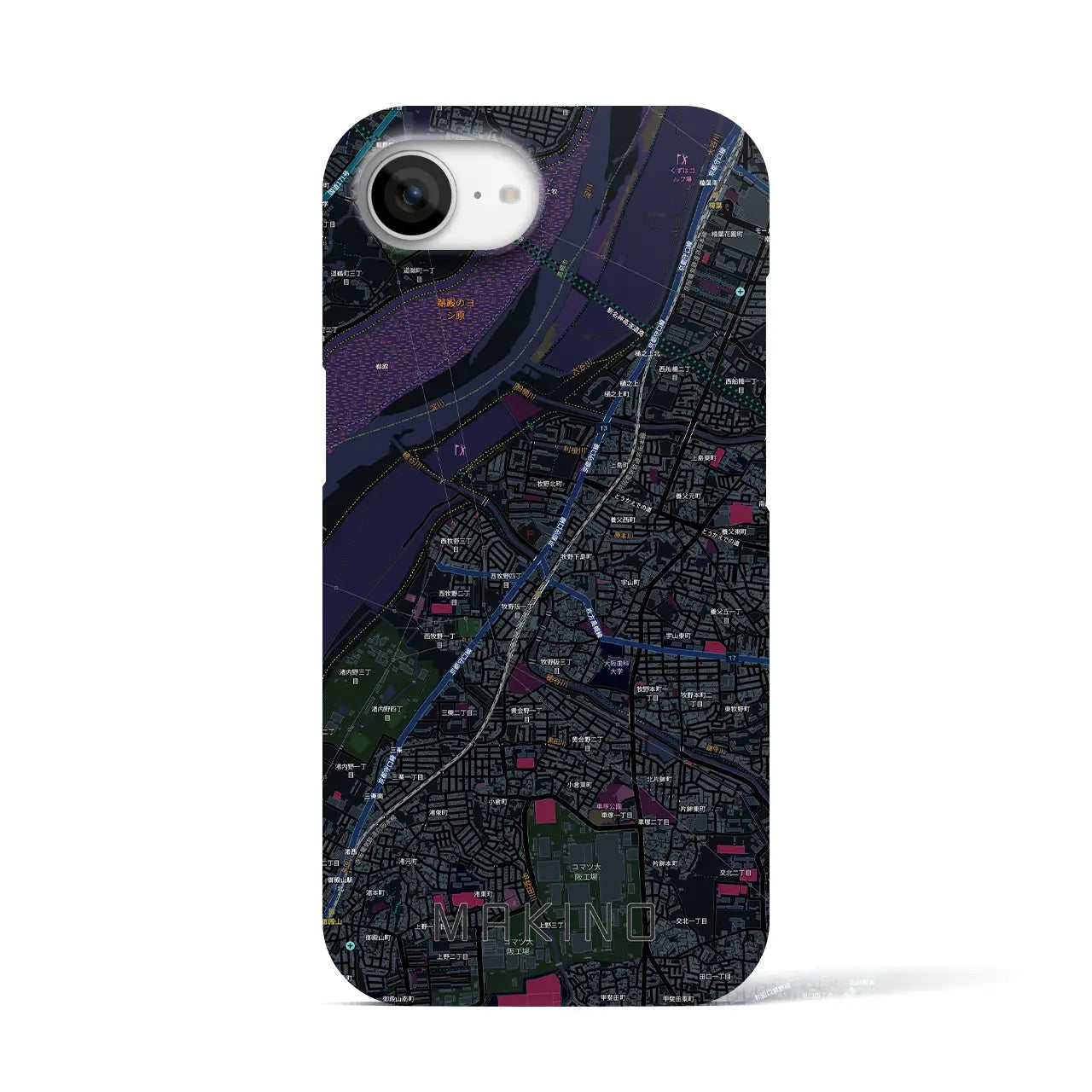 【牧野（大阪府）】地図柄iPhoneケース（バックカバータイプ）