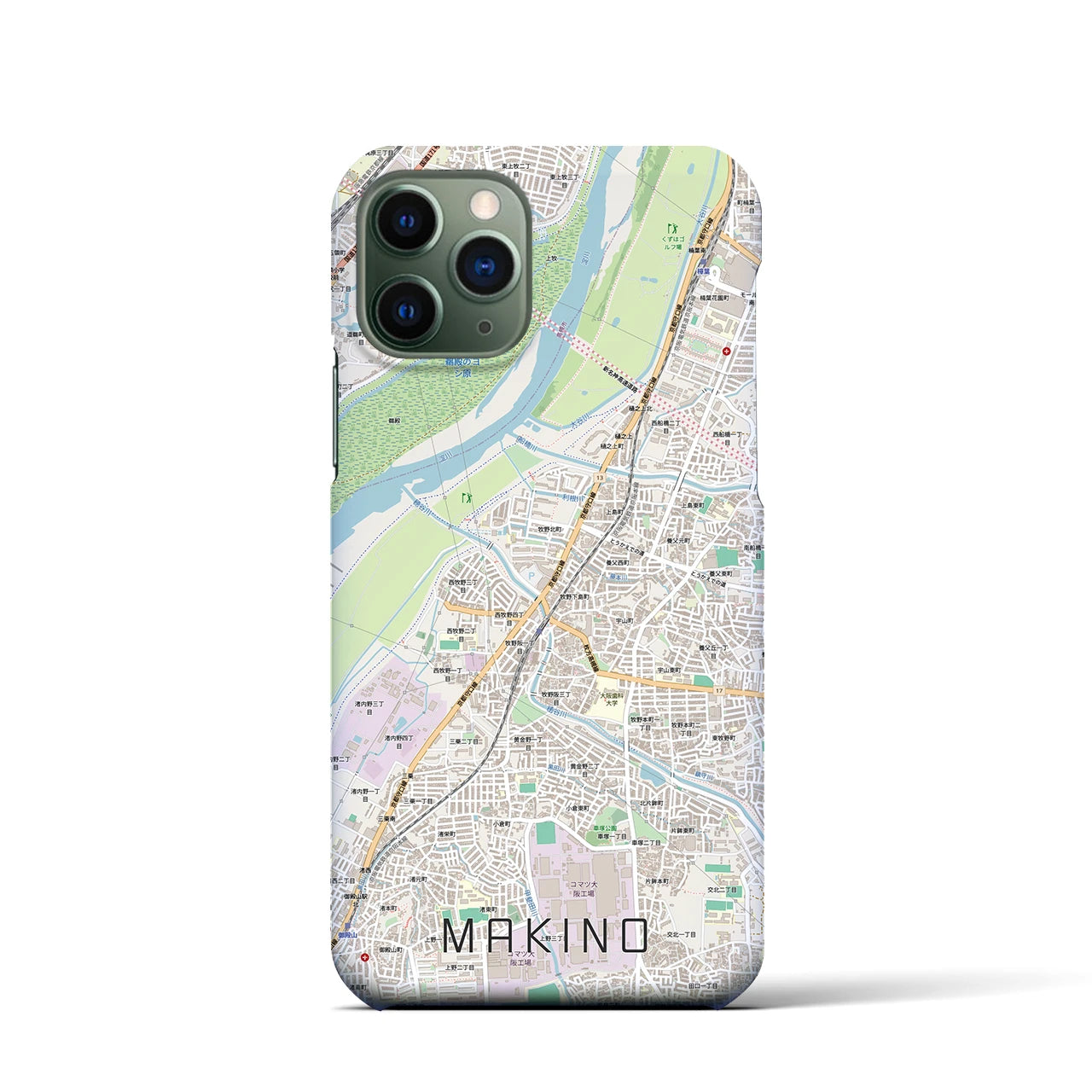 【牧野（大阪府）】地図柄iPhoneケース（バックカバータイプ）