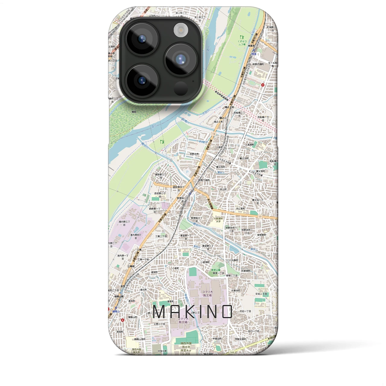 【牧野（大阪府）】地図柄iPhoneケース（バックカバータイプ）