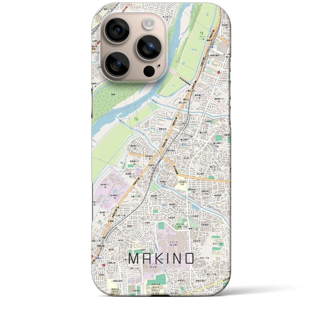 【牧野（大阪府）】地図柄iPhoneケース（バックカバータイプ）
