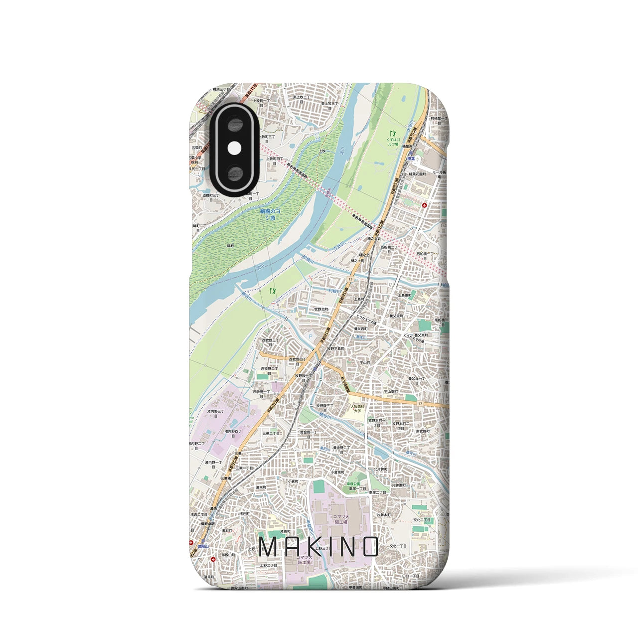 【牧野（大阪府）】地図柄iPhoneケース（バックカバータイプ）
