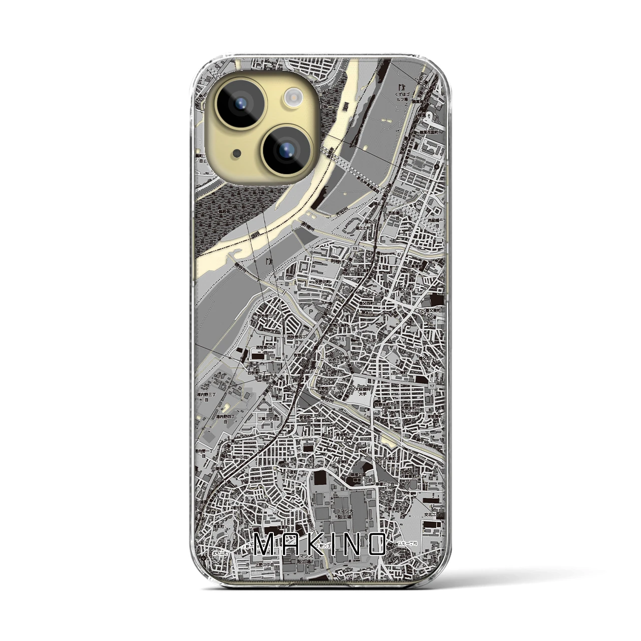 【牧野（大阪府）】地図柄iPhoneケース（クリアタイプ）