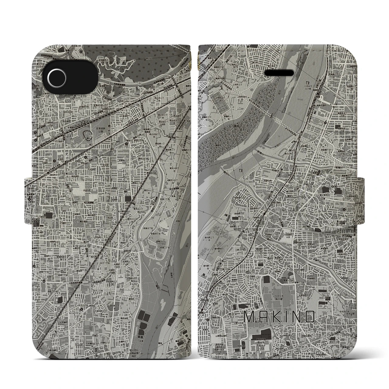 【牧野（大阪府）】地図柄iPhoneケース（手帳タイプ）