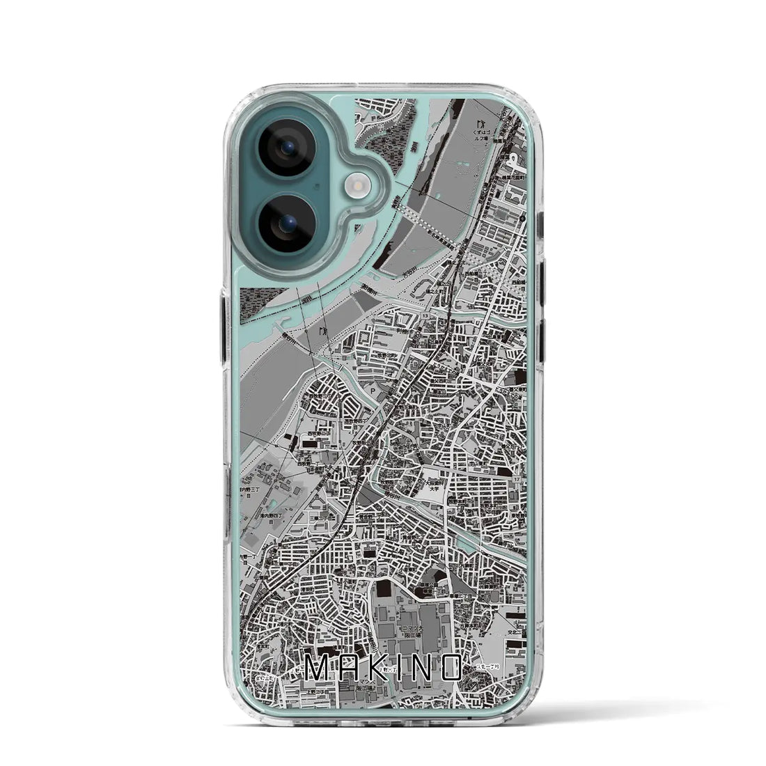 【牧野（大阪府）】地図柄iPhoneケース（MagSafeタイプ）モノトーン・iPhone 16 Pro 用