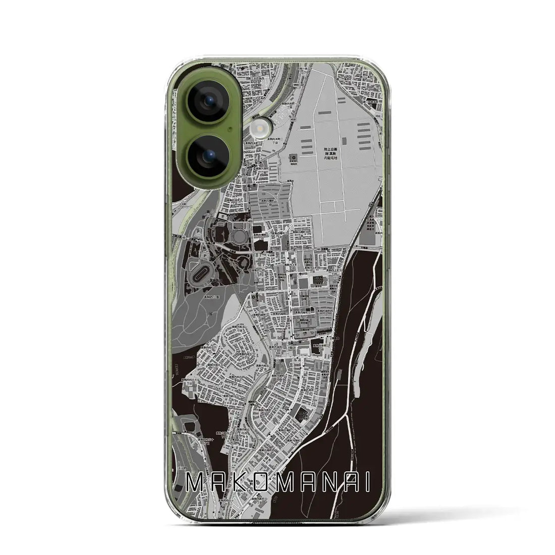 【真駒内（北海道）】地図柄iPhoneケース（クリアタイプ）モノトーン・iPhone 17 Pro Max 用