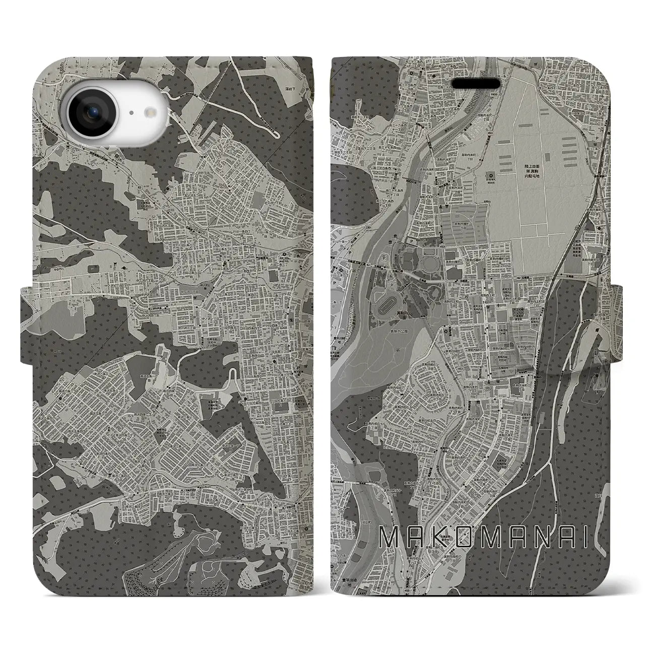 【真駒内（北海道）】地図柄iPhoneケース（手帳タイプ）