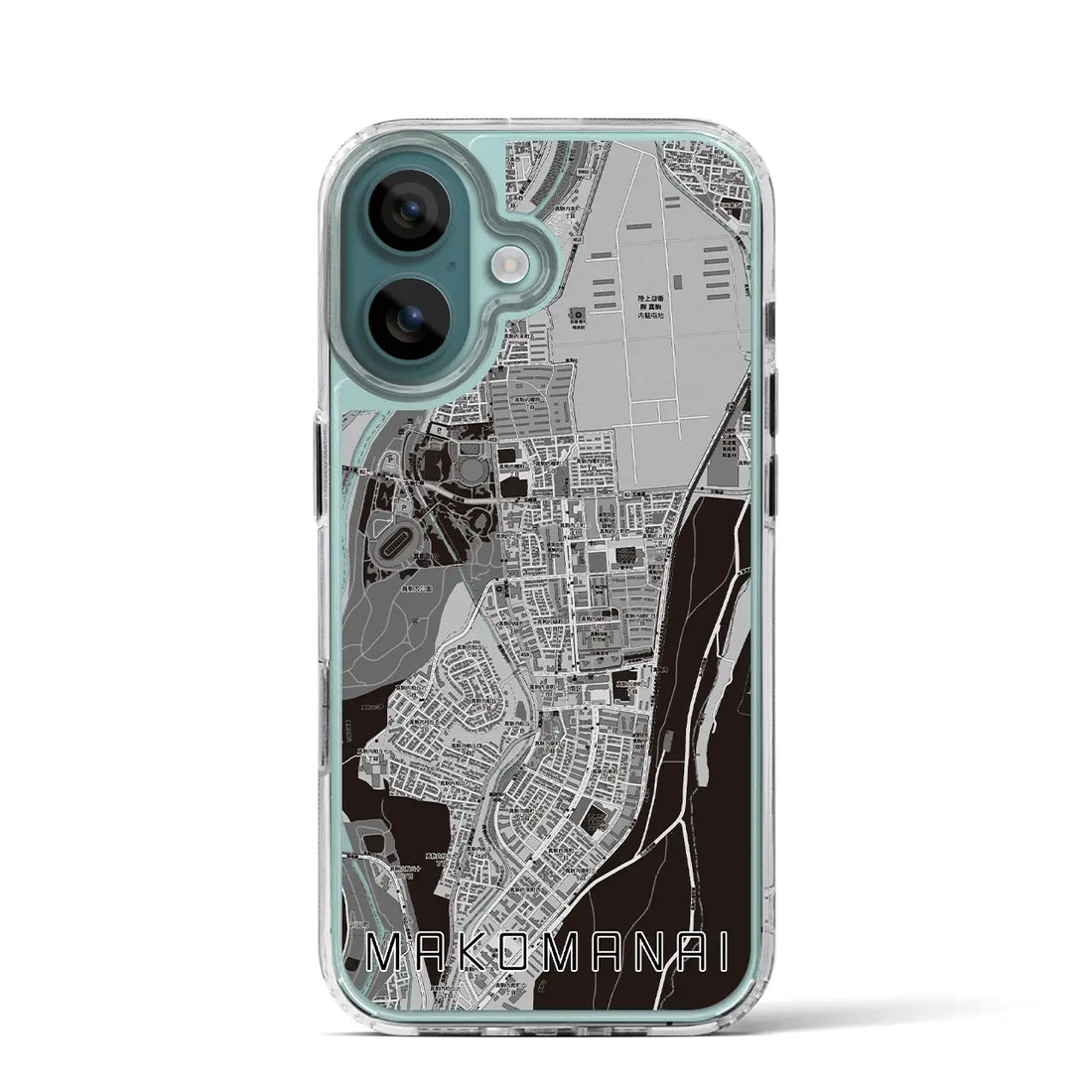 【真駒内（北海道）】地図柄iPhoneケース（MagSafeタイプ）モノトーン・iPhone 16 Pro 用