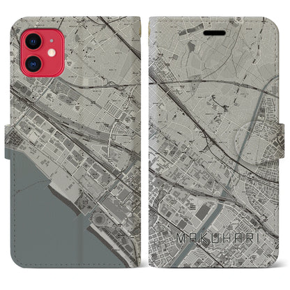 【幕張（千葉県）】地図柄iPhoneケース（手帳タイプ）モノトーン・iPhone 11 用