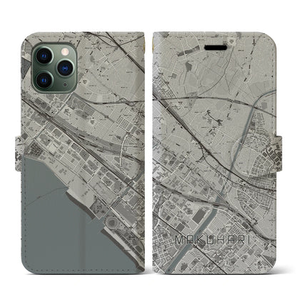 【幕張（千葉県）】地図柄iPhoneケース（手帳タイプ）モノトーン・iPhone 11 Pro 用