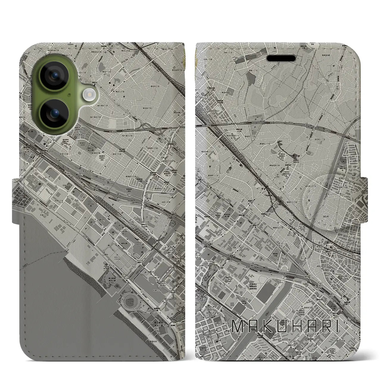 【幕張（千葉県）】地図柄iPhoneケース（手帳タイプ）