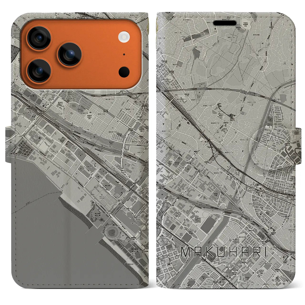 【幕張（千葉県）】地図柄iPhoneケース（手帳タイプ）