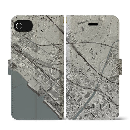 【幕張（千葉県）】地図柄iPhoneケース（手帳タイプ）モノトーン・iPhone SE（第3 / 第2世代） / 8 / 7 / 6s / 6 用