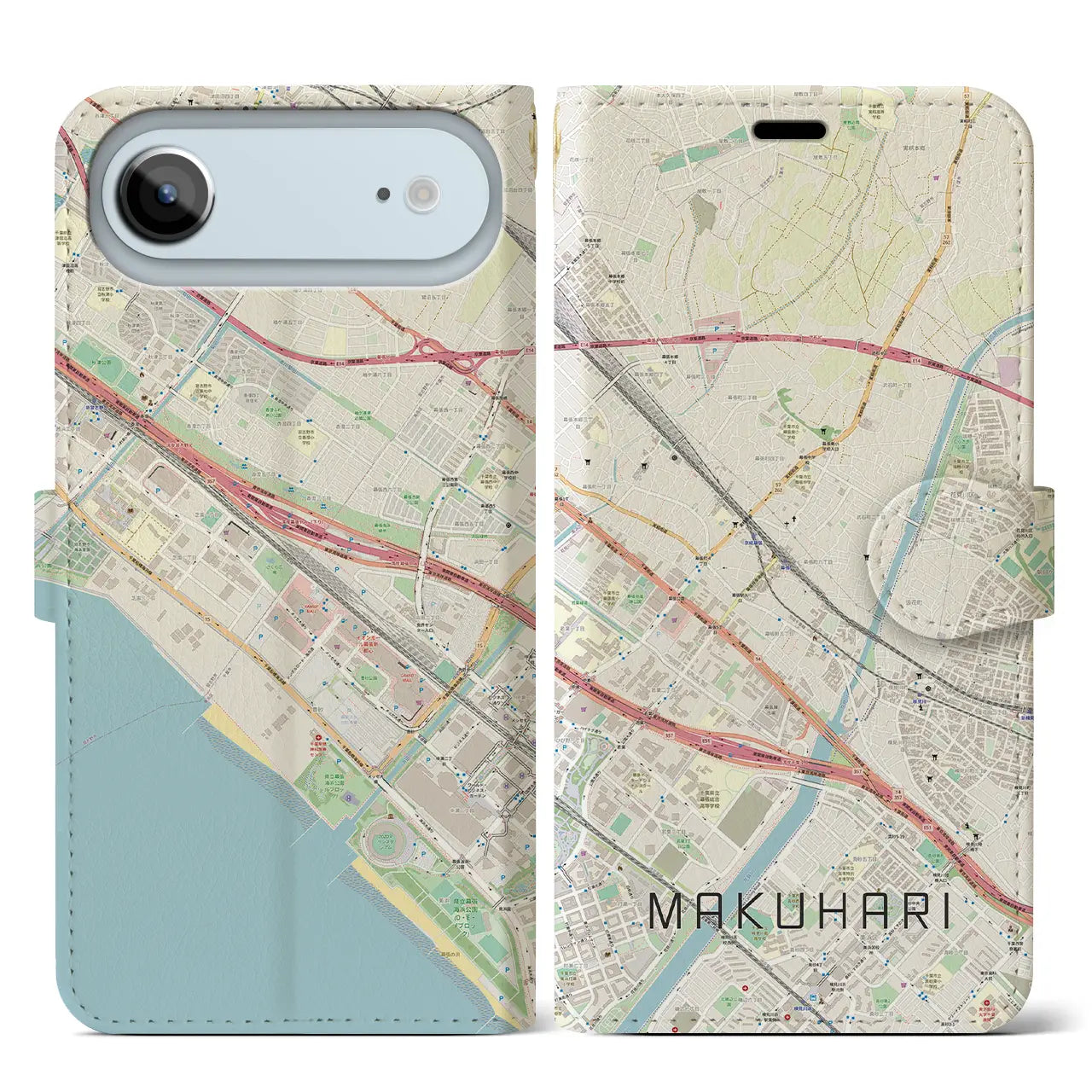 【幕張（千葉県）】地図柄iPhoneケース（手帳タイプ）