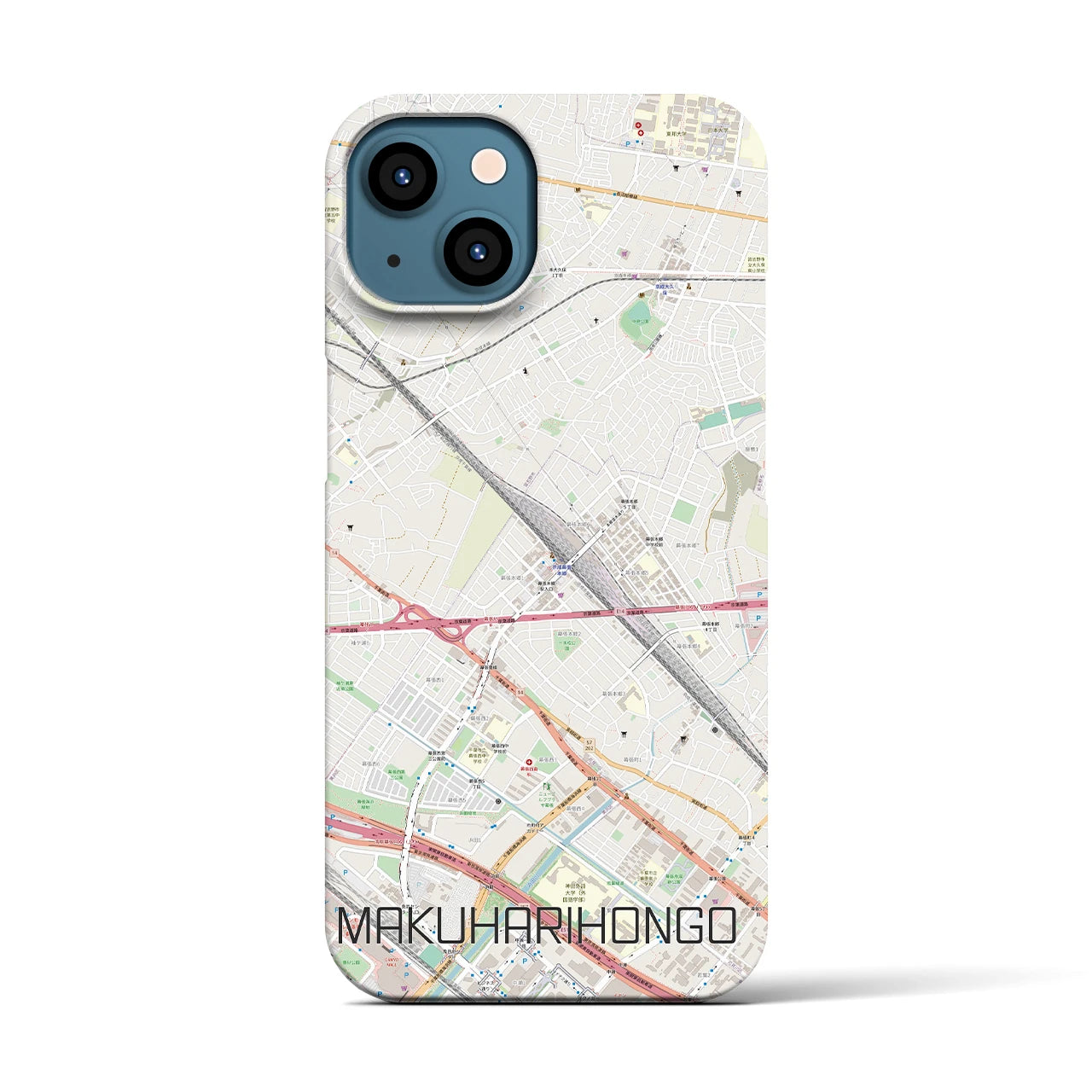 【幕張本郷（千葉県）】地図柄iPhoneケース（バックカバータイプ）