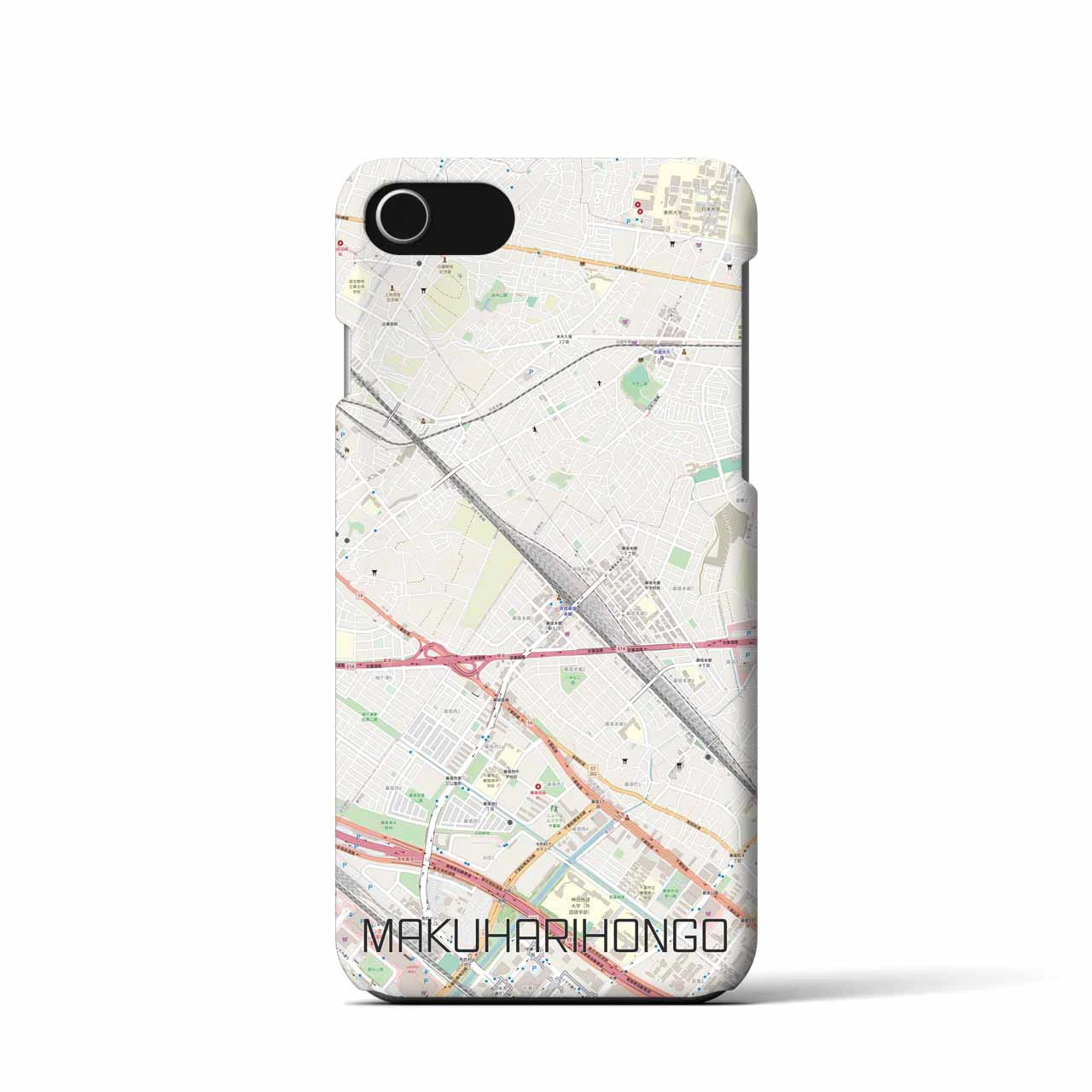 【幕張本郷（千葉県）】地図柄iPhoneケース（バックカバータイプ）