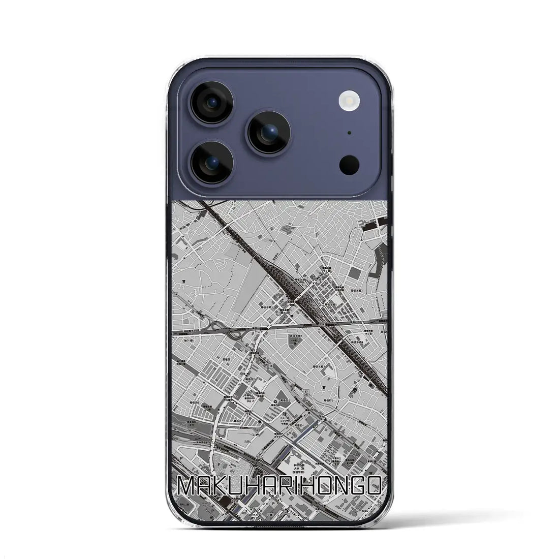 【幕張本郷（千葉県）】地図柄iPhoneケース（クリアタイプ）モノトーン・iPhone 17 Pro Max 用