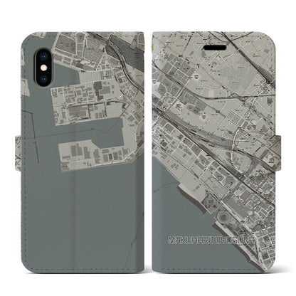 【幕張豊砂（千葉県）】地図柄iPhoneケース（手帳タイプ）モノトーン・iPhone XS / X 用