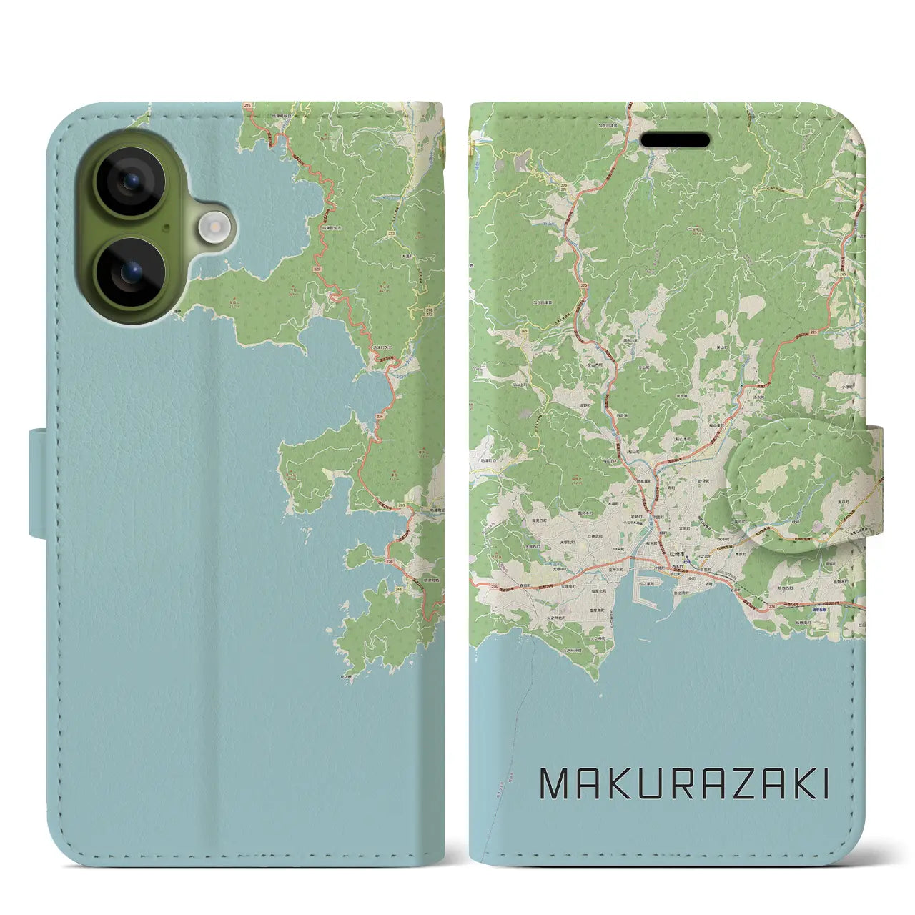 【枕崎（鹿児島県）】地図柄iPhoneケース（手帳タイプ）