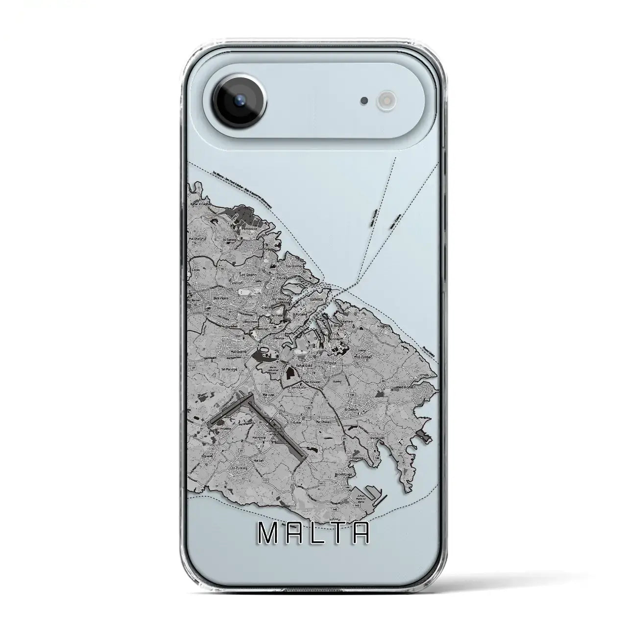 【マルタ】地図柄iPhoneケース（クリアタイプ）モノトーン・iPhone 17 Pro Max 用