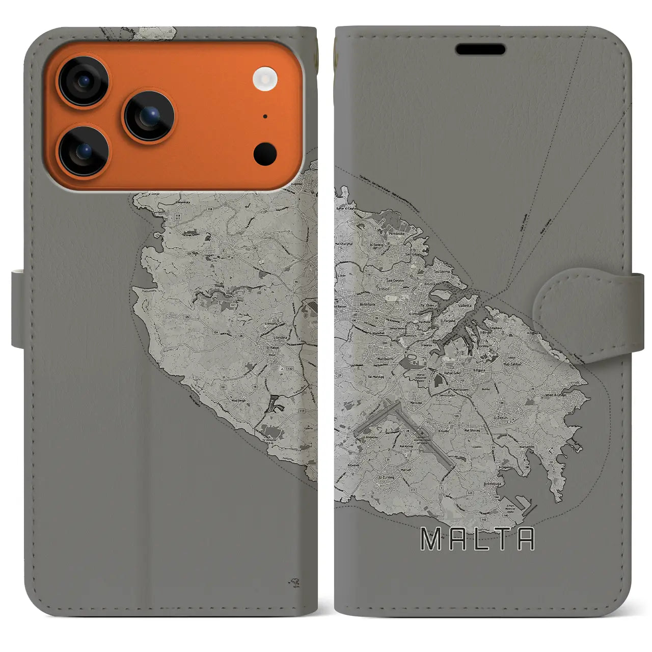 【マルタ】地図柄iPhoneケース（手帳タイプ）