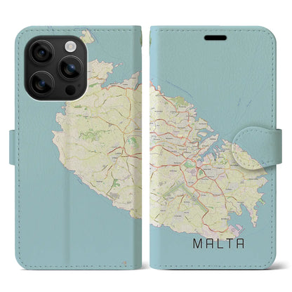 【マルタ】地図柄iPhoneケース（手帳タイプ）ナチュラル・iPhone 16 用