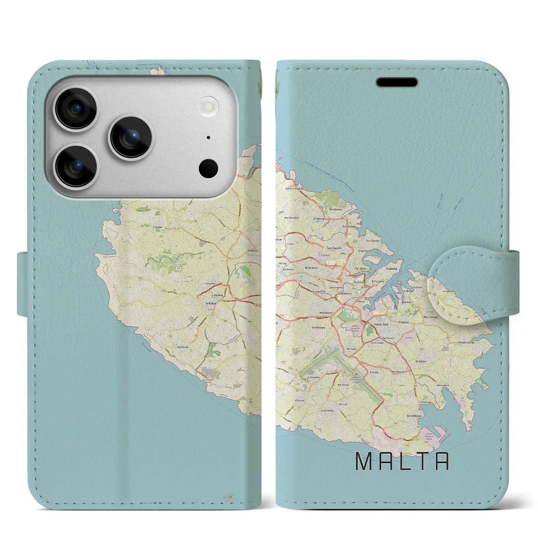 【マルタ】地図柄iPhoneケース（手帳タイプ）モノトーン・iPhone 17 Pro Max 用