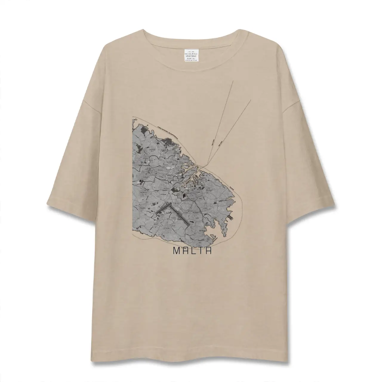 【マルタ】地図柄ビッグシルエットTシャツ