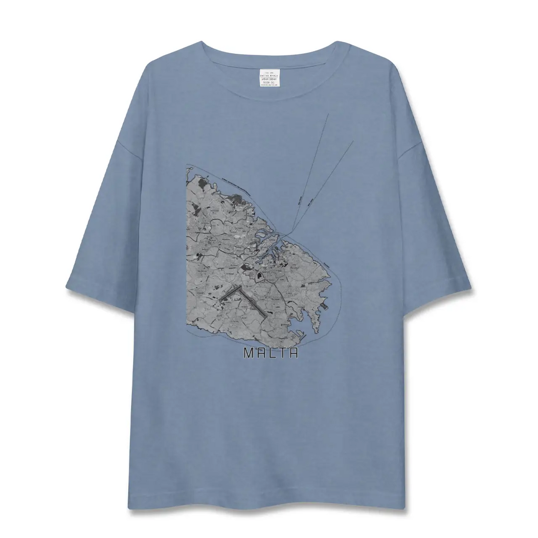 【マルタ】地図柄ビッグシルエットTシャツ