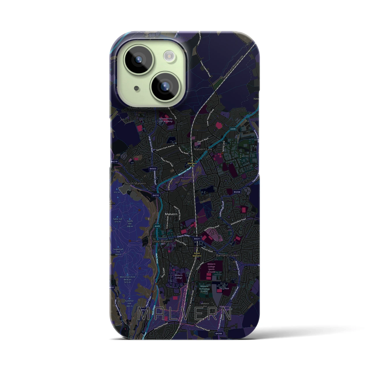 【マルバーン（イギリス）】地図柄iPhoneケース（バックカバータイプ）