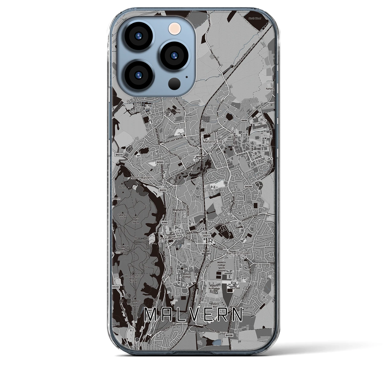 【マルバーン（イギリス）】地図柄iPhoneケース（クリアタイプ）