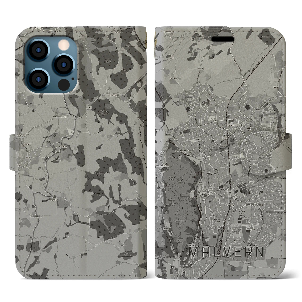 【マルバーン（イギリス）】地図柄iPhoneケース（手帳タイプ）