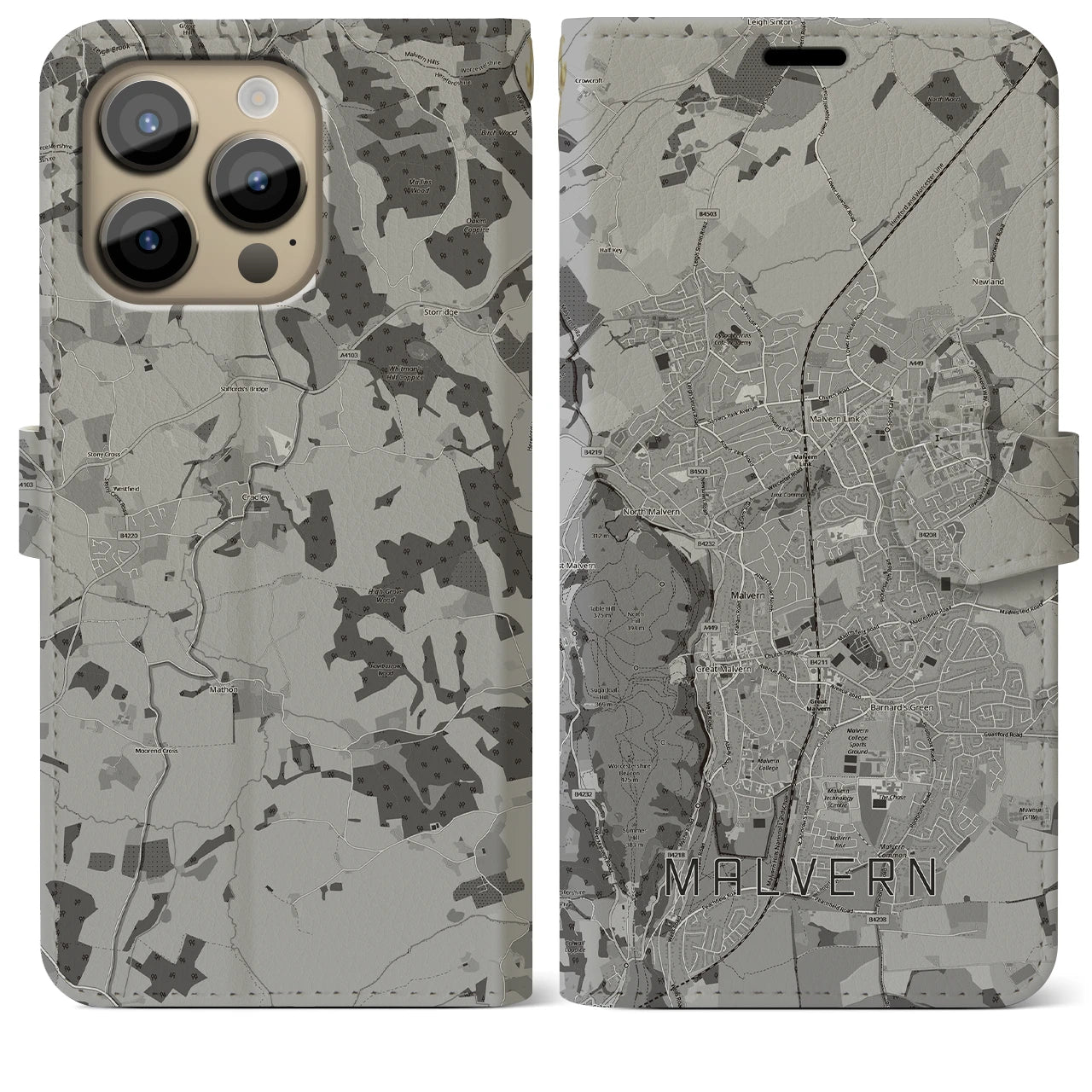 【マルバーン（イギリス）】地図柄iPhoneケース（手帳タイプ）