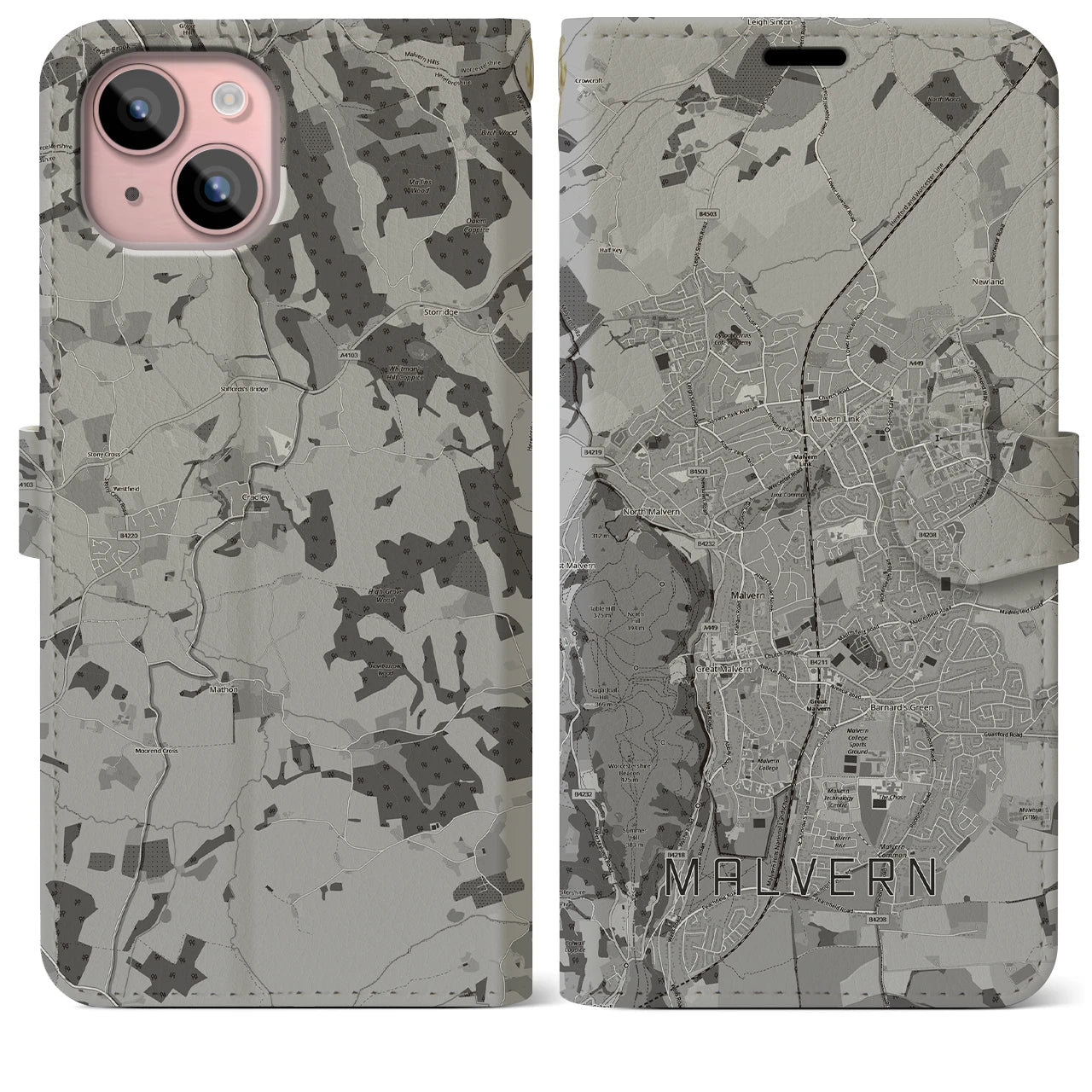 【マルバーン（イギリス）】地図柄iPhoneケース（手帳タイプ）