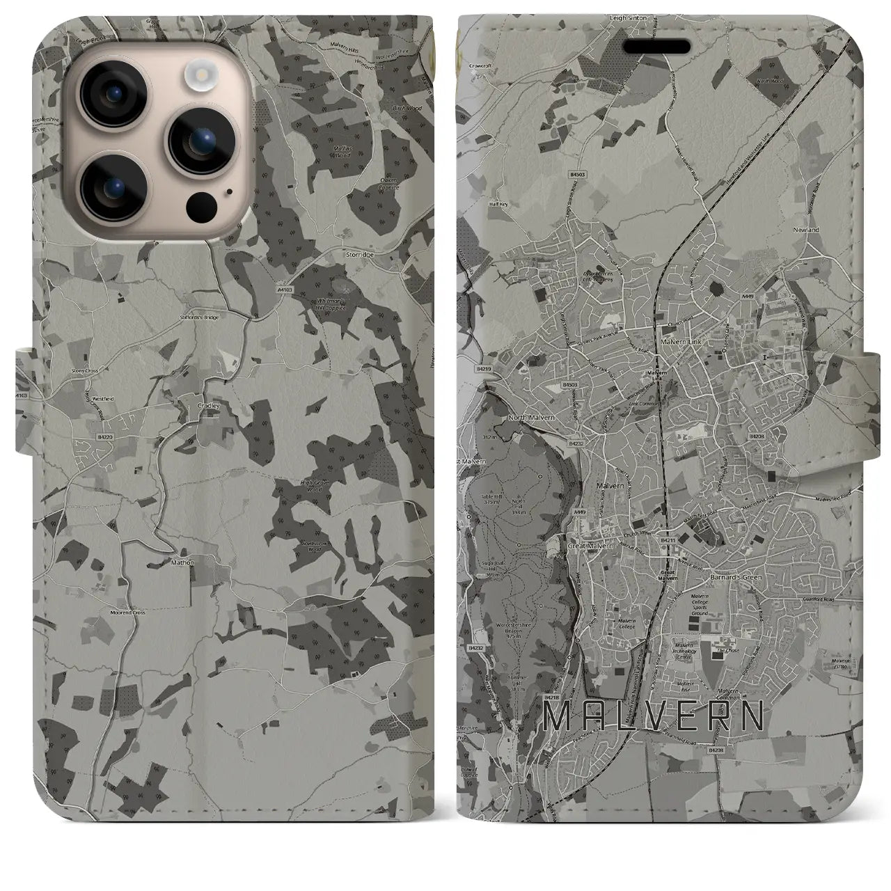 【マルバーン（イギリス）】地図柄iPhoneケース（手帳タイプ）