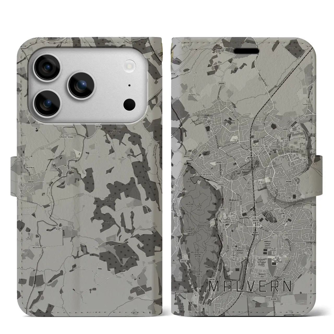 【マルバーン（イギリス）】地図柄iPhoneケース（手帳タイプ）